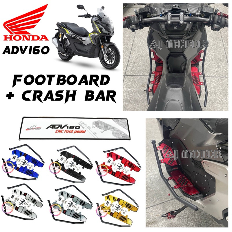 [ Crash BAR พร้อม CARPET ] HONDA ADV160 ADV 160 FOOTBOARD FOOT BOARD STEP FLOOR PANEL FOOTREST PEMIJ