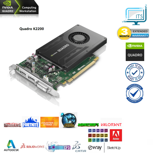 การ์ดจอ Nvidia Quadro K2200 128-Bit 4G-DDR5 1.2 *2 DVI แบบมืออาชีพ