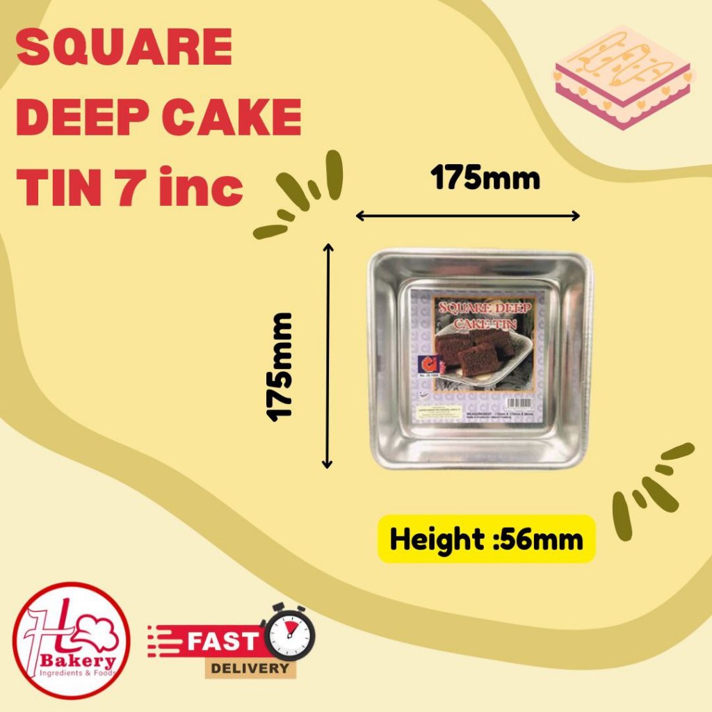 SQUARE DEEP CAKE TIN / SQUARE CAKE TIN ขนาด 7 INC / 8 INC / 9 INC / 10 INC