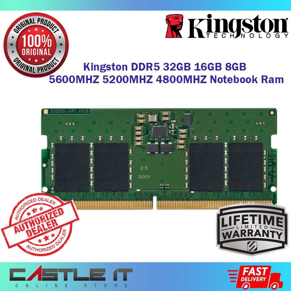Kingston Value DDR5 แล็ปท็อปโน้ตบุ๊ค RAM 5600MHz 6400MHz 8GB 16GB 32GB 48GB 64GB CL52 2Rx8 SODIMM