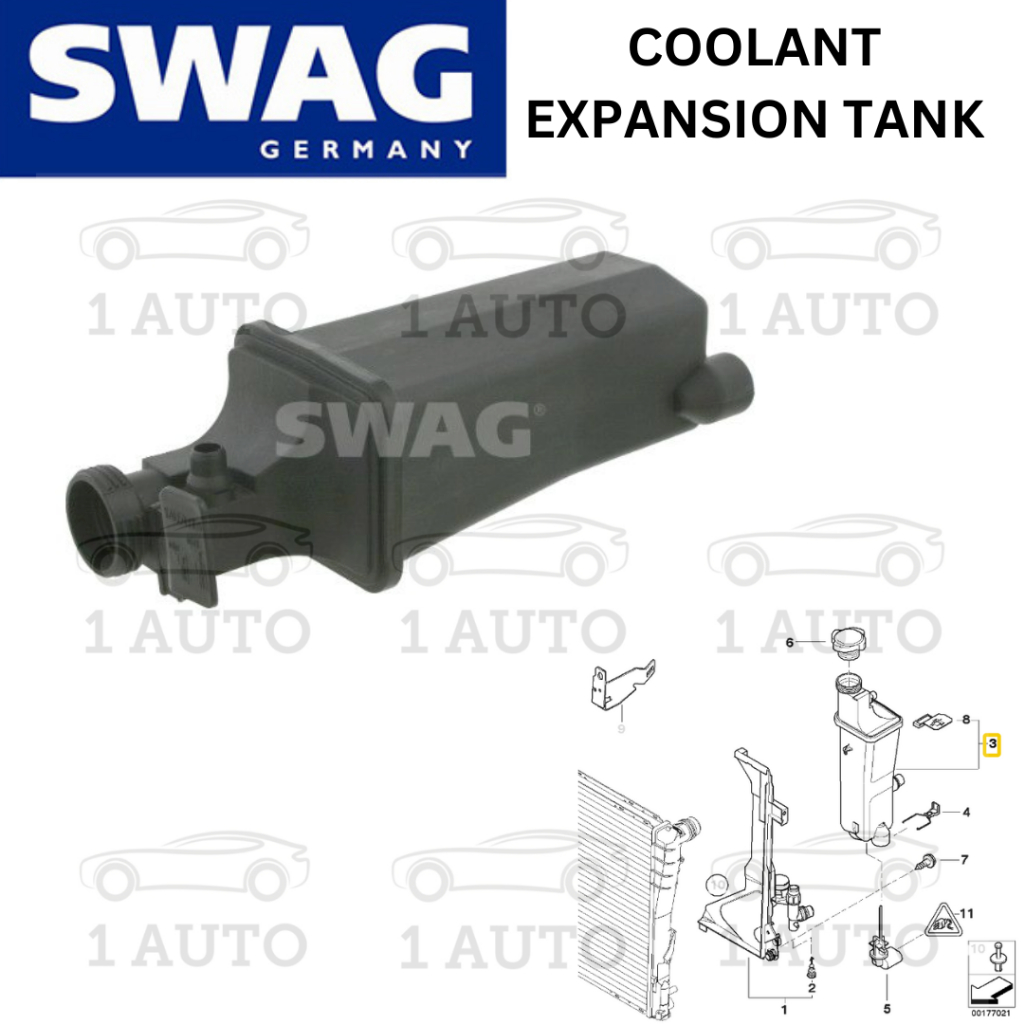 SWAG GERMANY COOLANT EXPANSION TANK BMW E46 318i M43 เครื่องยนต์ 1.9 E53 3.0d M57 ดีเซล