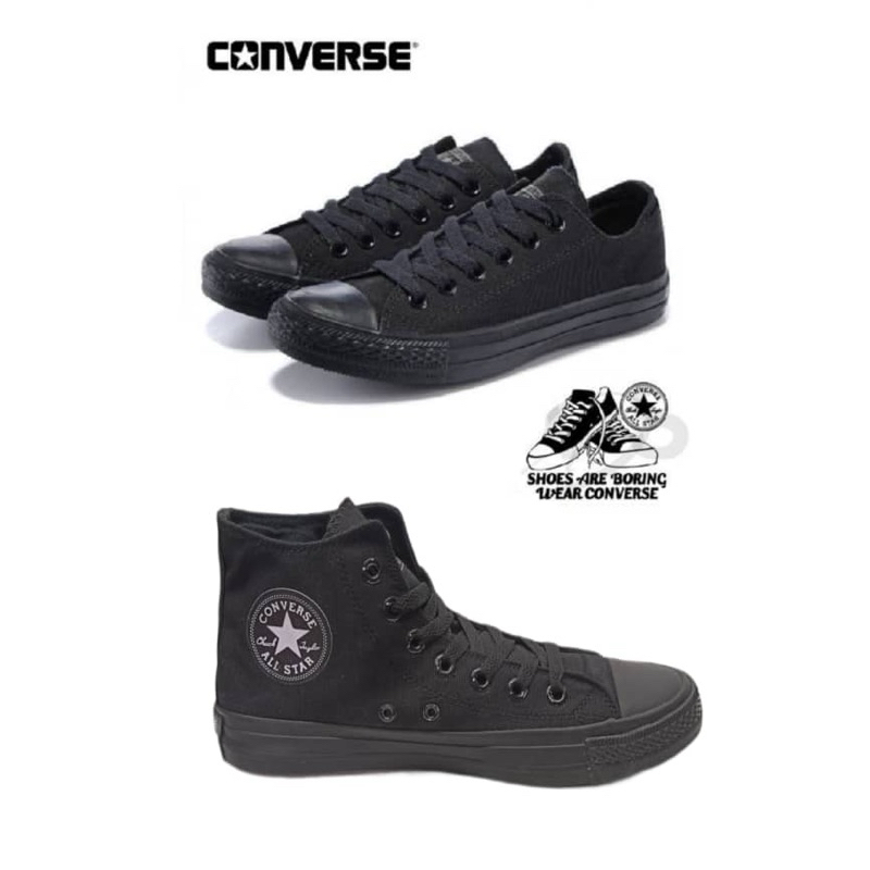 รองเท ้ าผ ้ าใบ All Star Converse All Black / Kasut Hitam/Sekolah All Star Classic Design