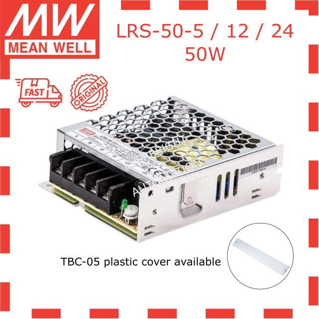 Mean Well LRS-50-5 LRS-50-12 LRS-50-24 แหล่งจ่ายไฟ 50W 5V/10A, 12V/4.2A, 24V/2.2A