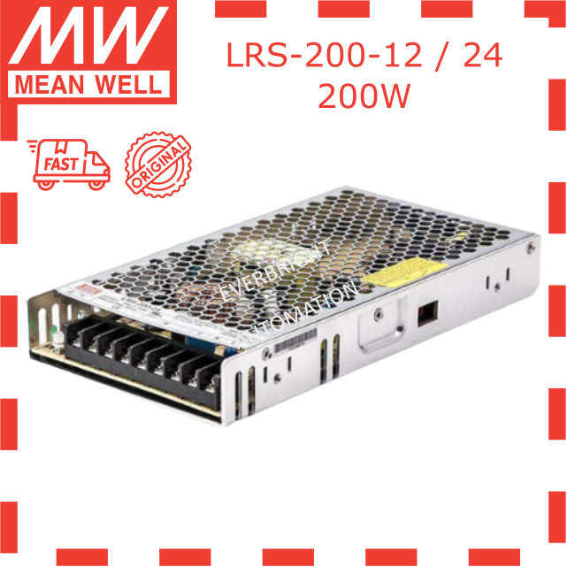 Mean Well LRS-200-12 LRS-200-24 แหล่งจ่ายไฟ 200W 12V/17A, 24V/8.8A