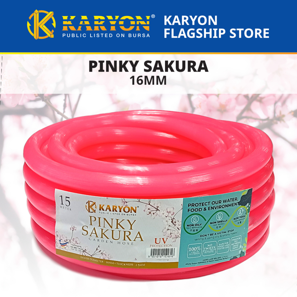Karyon Pinky Sakura ท่อ PVC ทนทาน ใช้งานได้นาน สําหรับสวน การเกษตร และอาหาร (20 ม. / 25 ม. / 30 ม.)
