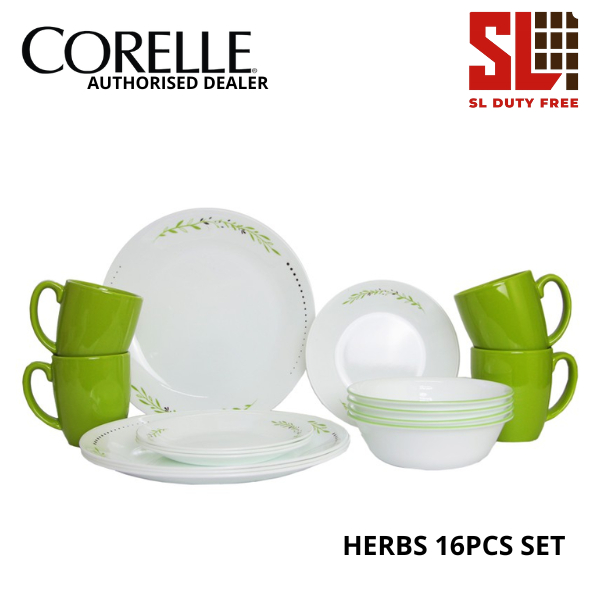 Corelle 16 ชิ้น Livingware ชุดอาหารเย็น Pinggan Mangkuk Corelle USA
