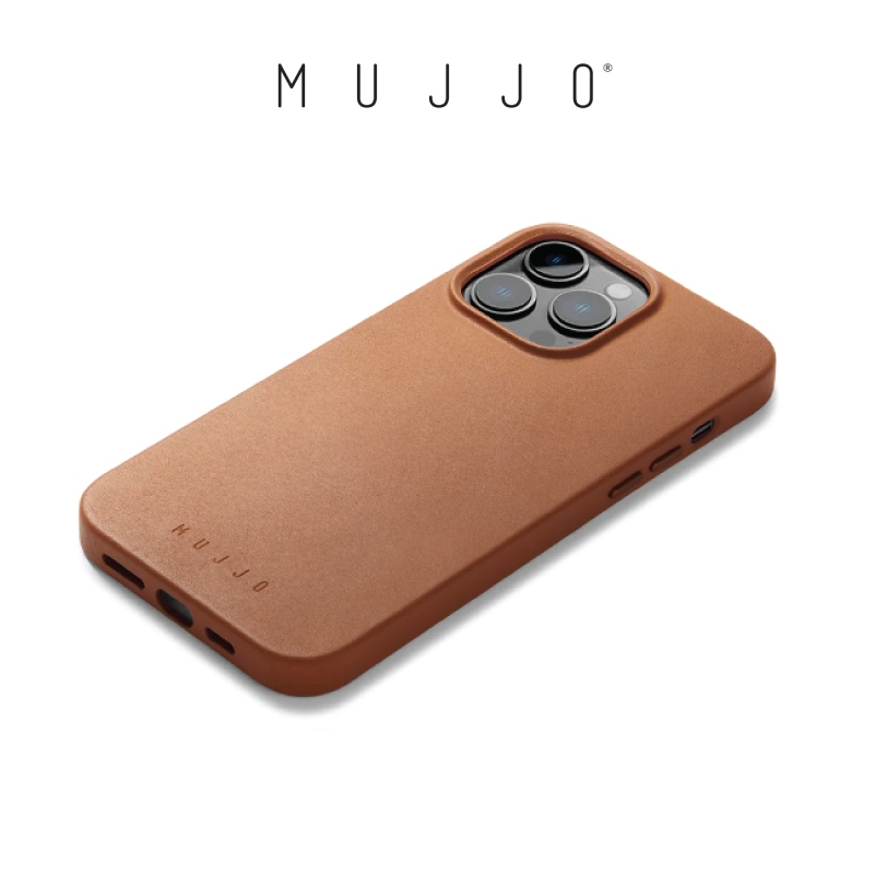 Mujjo Full Leather/Vegan Leather Phone Case iPhone 14 / 14 Plus / 14 Pro / 14 Pro Max - Tan Brown