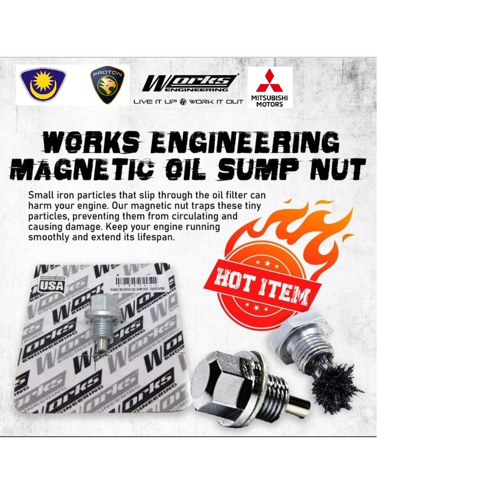 Proton Wira Satria Saga Iswara 4G13 4G15 4G93 4G92 Mivec GSR Works น้ํามันแม่เหล็ก Sump Nut M14 x P1