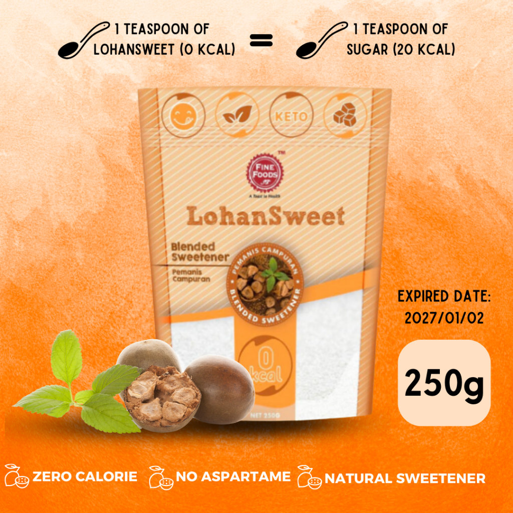 Fine Foods Lohan Sweet 250g Exp: 2027/01/02 / Monk Fruit Sweetener / Erythritol + Lo Han Kuo / Seduh