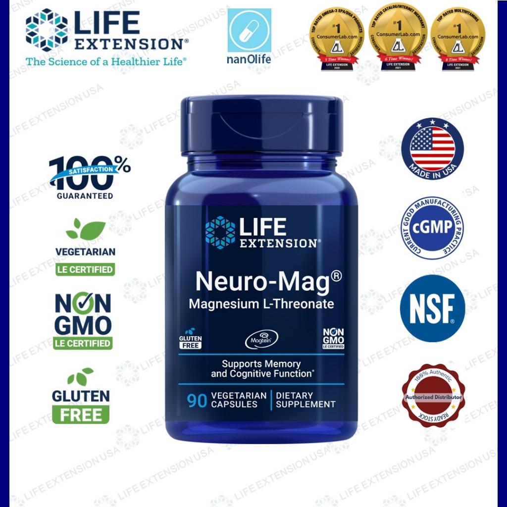 [Life Extension] Neuro-Mag Magnesium L-Threonate EXP:08/26, 90 แคปซูลมังสวิรัติ