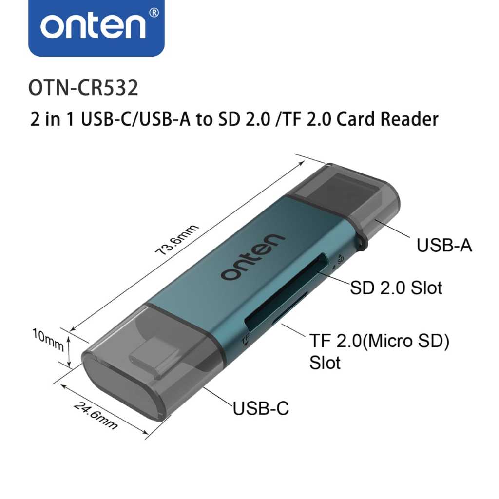 Onten Usb-C/Usb-A to SD/TF Card Reader : Model Otn-CR532