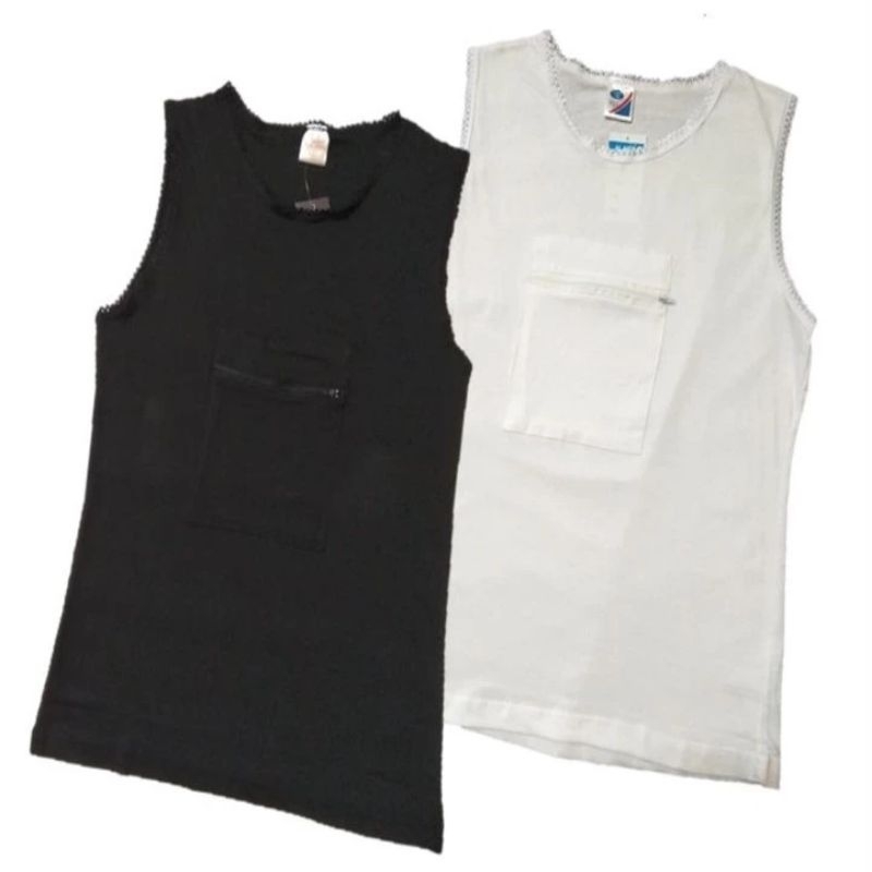 SINGLET (PUTIH) Haji Perempuan Ber Pocket Zip Render (ผ้าฝ้าย 100% (S-3XL)