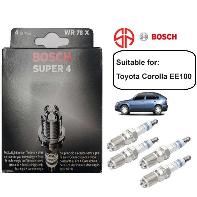 หัวเทียน WR78X 0242232505 Bosch Super 4 Toyota Corolla EE100 E90 1.3