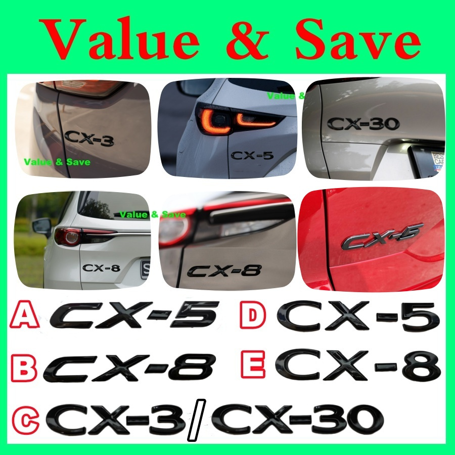 สีดํารุ่น Ornamen Mazda CX3 CX5 CX8 CX30 สีดําเงาด้านหลังฝาปิดสัญลักษณ์ป้ายคําโลโก้ CX-3 CX-5 CX-8 C