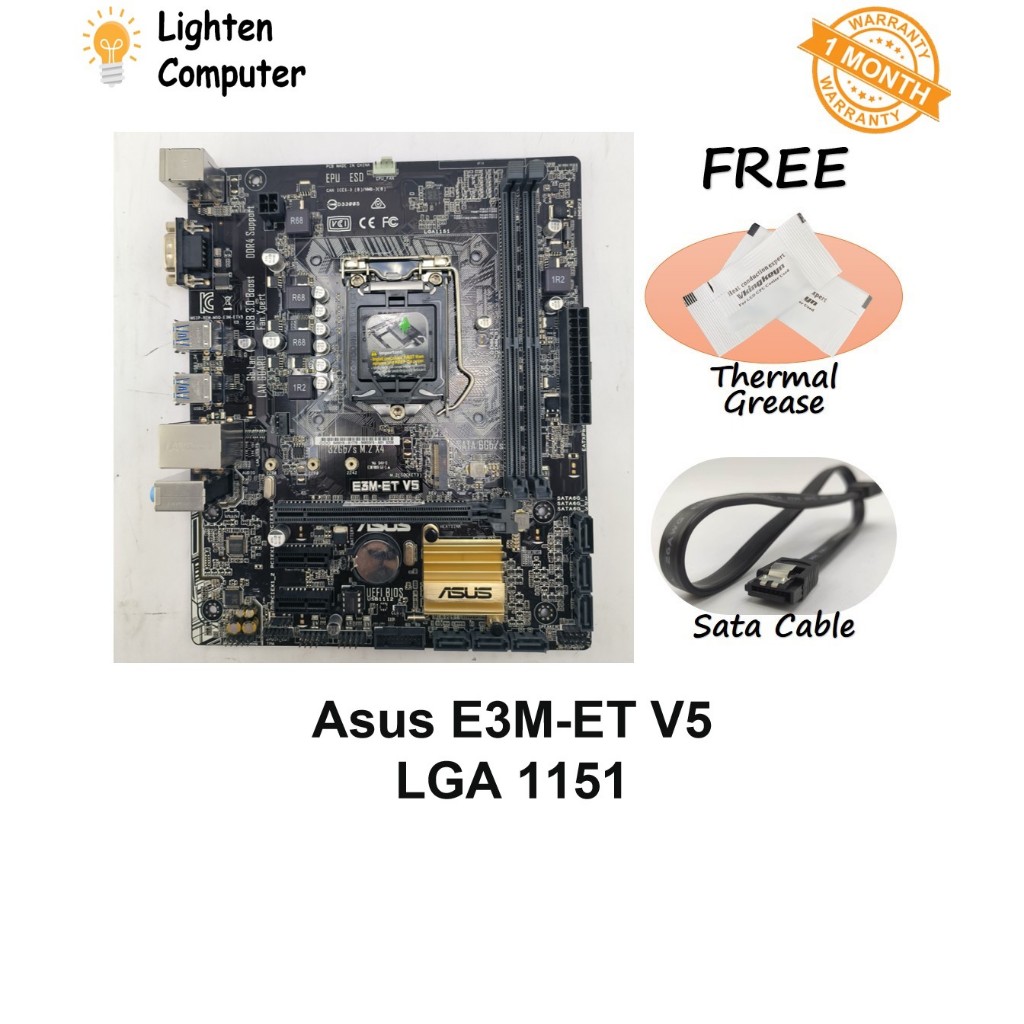 มือสองเมนบอร์ด Asus E3M-ET-V5 C232 LGA 1151 6th 7th Gen Intel Xeon E3-1200 mATX micro ATX