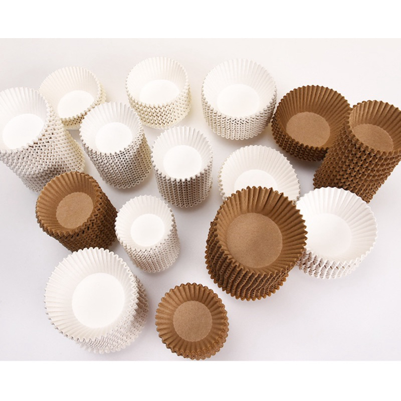 (1000 ชิ้น) Cupcake Liners Muffin White/Brown Greaseproof Paper