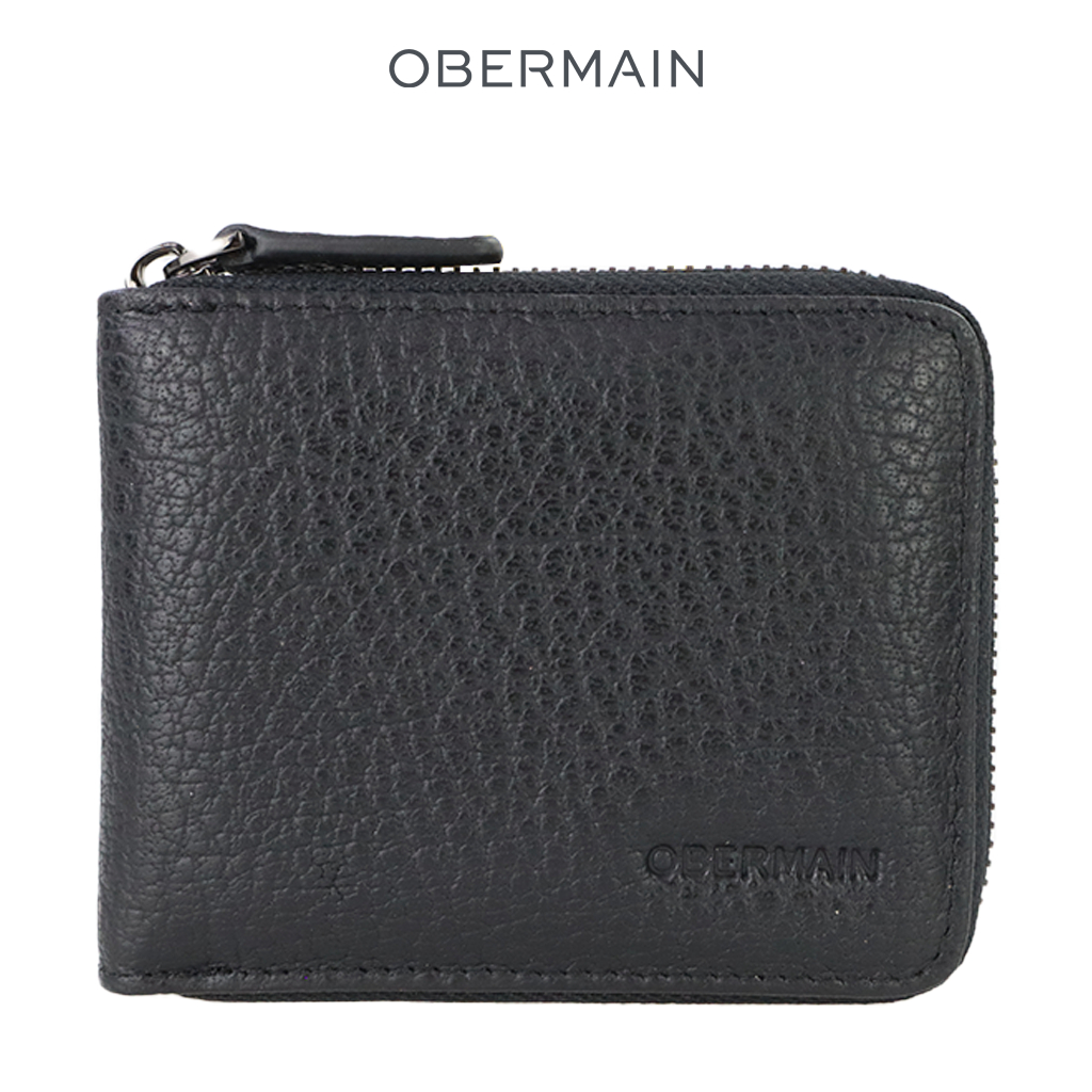 OBERMAIN RFID Zip Wallet / Leather / Black / OBW223G2 (221005A2)