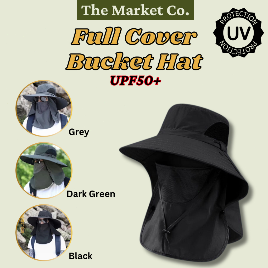 Full Face Cover Fishing Hat Anti UV Mosquito Breathable Camp Hiking Waterproof UPF50+ Topi Penutup M