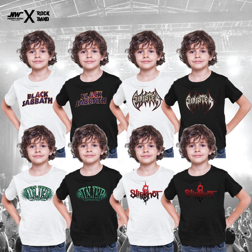 Baju Band Oasis Kanak Kanak เสื้อยืดเด็กวงคุณภาพพรีเมี่ยม / BLACK SABBATH, SINDER, JINJER & SLIPKNOT
