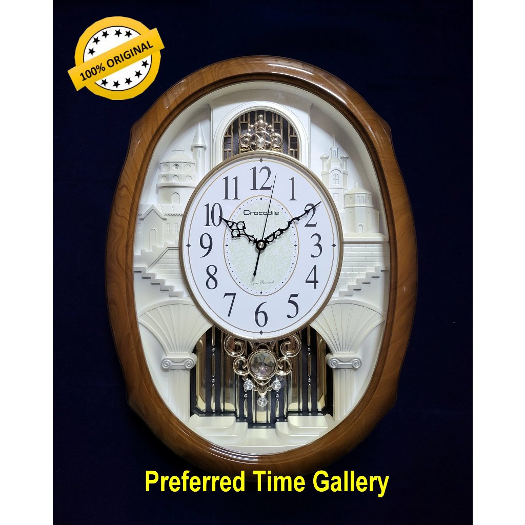 (นาฬิกาจระเข้ขนาดใหญ่พิเศษนาฬิกาแขวน CPS6139DPMKS Melody,Pendulum,Quiet Sweep Second