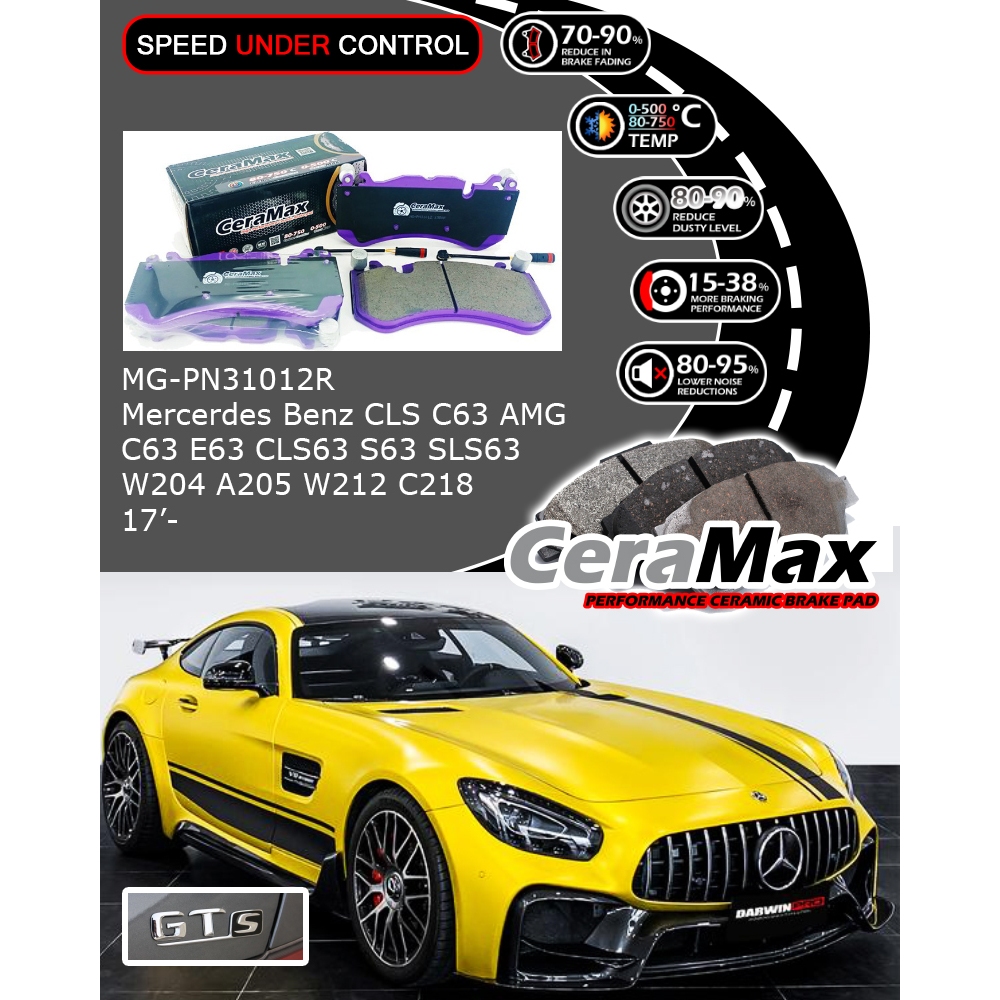 CERAMAX คาร์บอนเซรามิค BENZ C63 CLS63 E63 CLS63 S63 SLS204 A205 AMG MG-PN31012R ผ้าเบรคหน้า