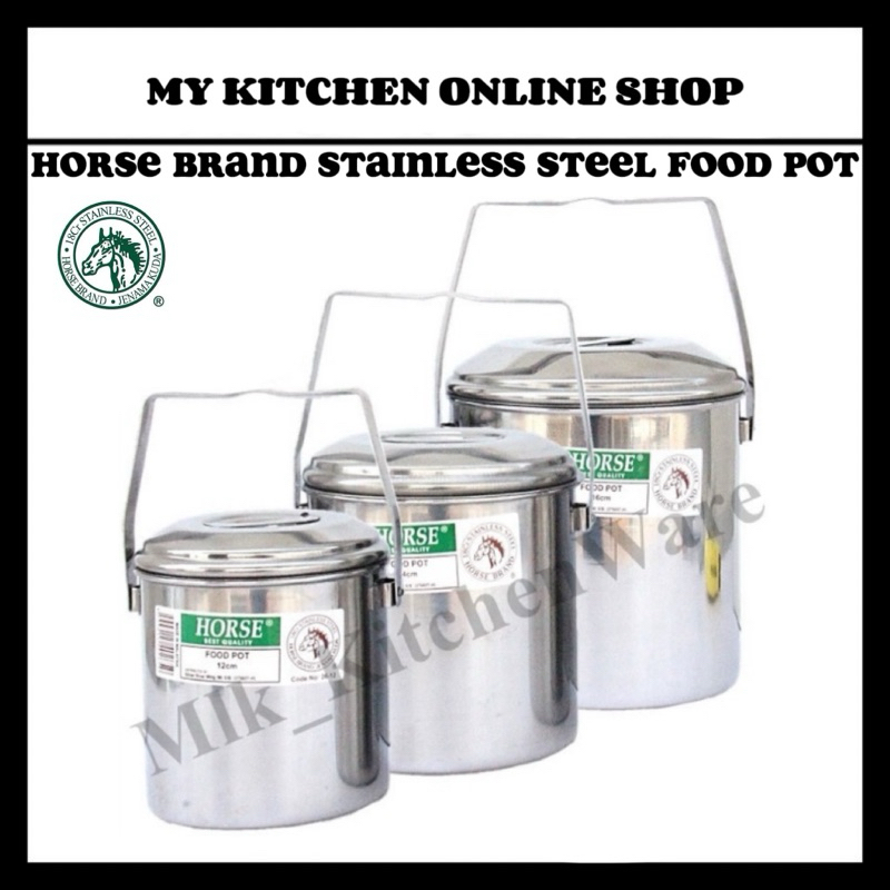 HORSE ยี่ห้อ STAINLESS STEEL FOOD CARRIER/ภาชนะบรรจุอาหาร/กล่อง/อาหาร AWAY (12 ซม./14 ซม./16 ซม.)