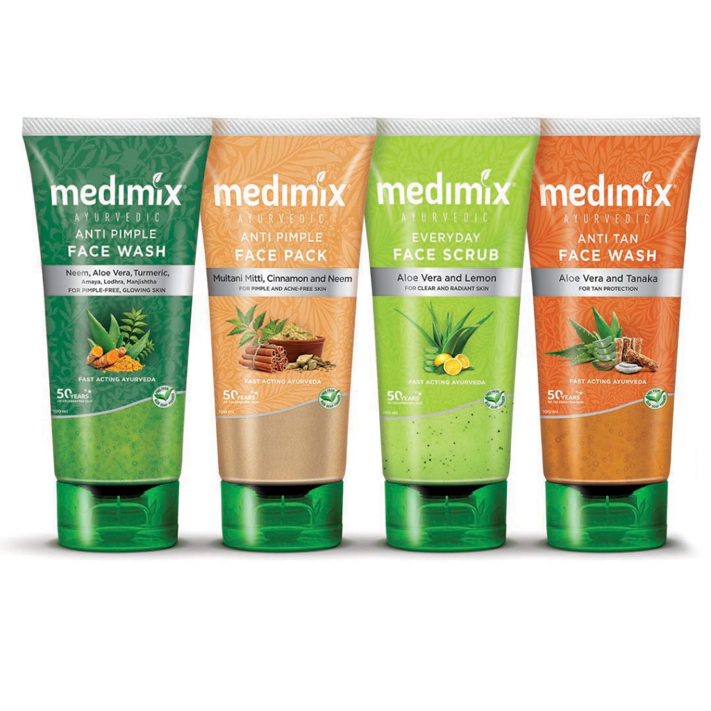Medimix Ayurvedic Skincare (ล้างหน้า/สครับหน้า/แพ็คหน้า) Anti Pimple, Anti Tin-150ml