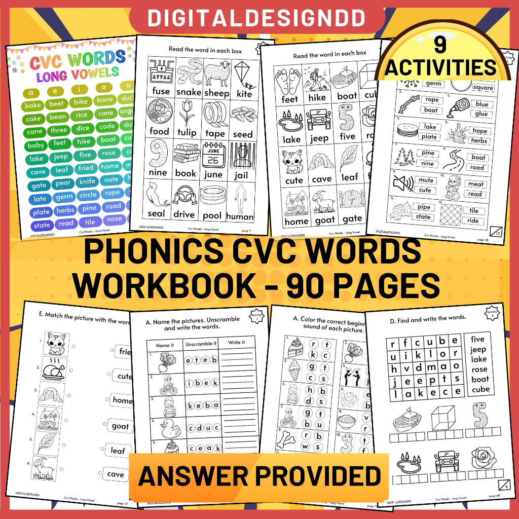 PDF Phonics CVC Words English Worksheet กิจกรรมสําหรับเด็กผู้สําเร็จการศึกษาระดับประถมศึกษา