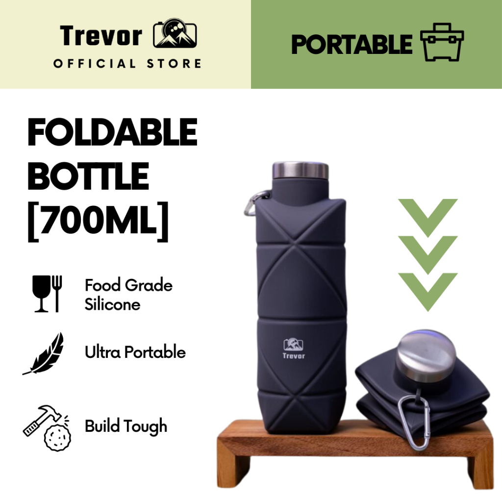 Trevor ขวดพับได้ [700ml] - ซิลิโคนกีฬาแบบพกพากลางแจ้ง Gym Travel Camping Water Botol Air Melipat 瓶折叠水折叠
