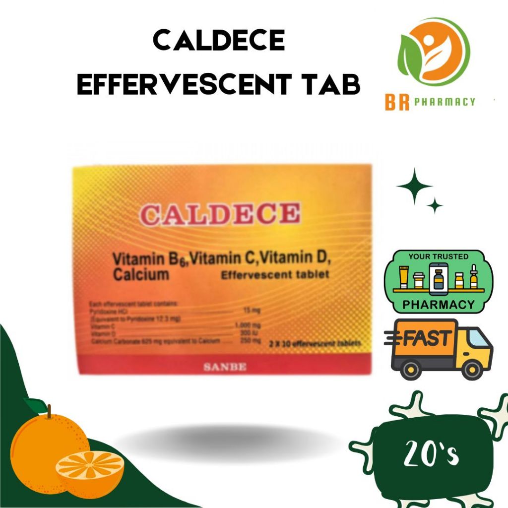 Caldece Effervescent TABLET - วิตามินซี ( เม็ดฟู่ 2 x 10 )