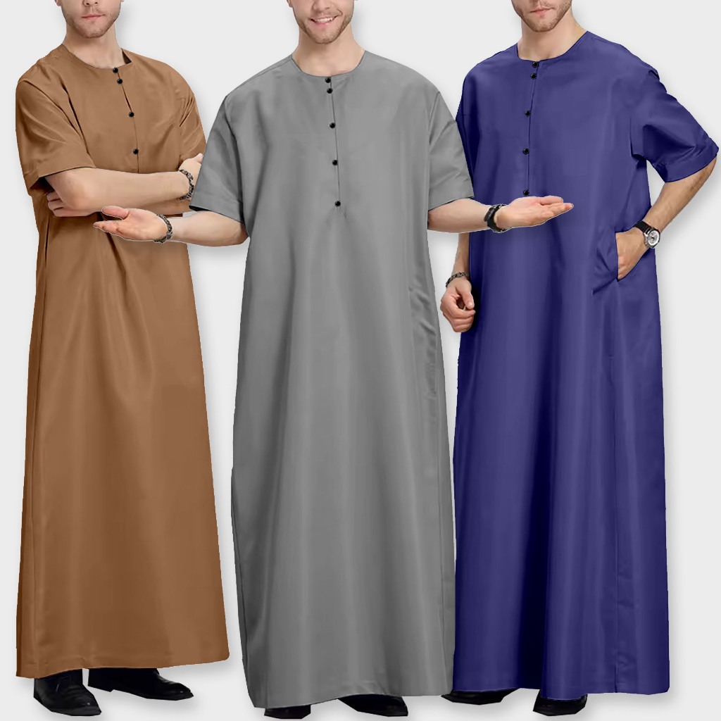 Jubah Lelaki Round Neck Premium Como Crepe Muslimin Jubah Imam haji Umarh Viral / Jubah Men 2024