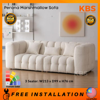 (FREE Installation+Shipping) KBS Perona Marshmallow Sofa / French Bouclé Designer Sofa / W213 x D99 x H76 cm / 3 Seater