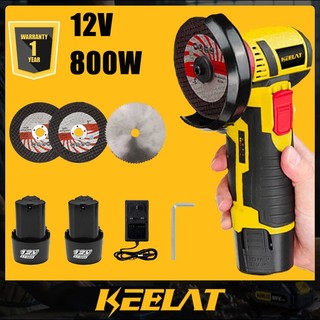 KEELAT Mini Cordless Angle Grinder Brushless Grinder Battery Portable 12V 80mm 3" Polishing Machine Diamond Cutting