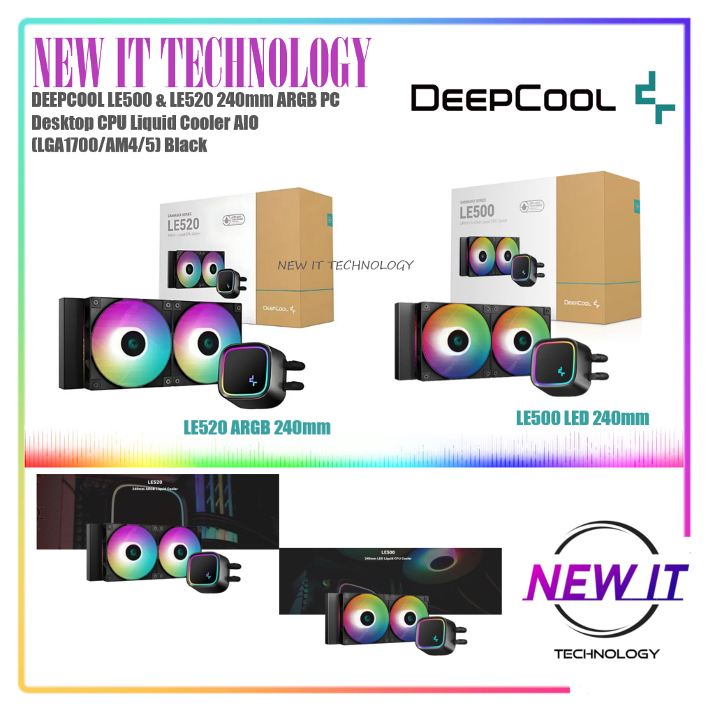 DEEPCOOL LE500 & LE520 & LE240 V2 240 มม. ARGB PC เดสก์ท็อป CPU Liquid Cooler AIO (LGA1700/AM4/5) สี