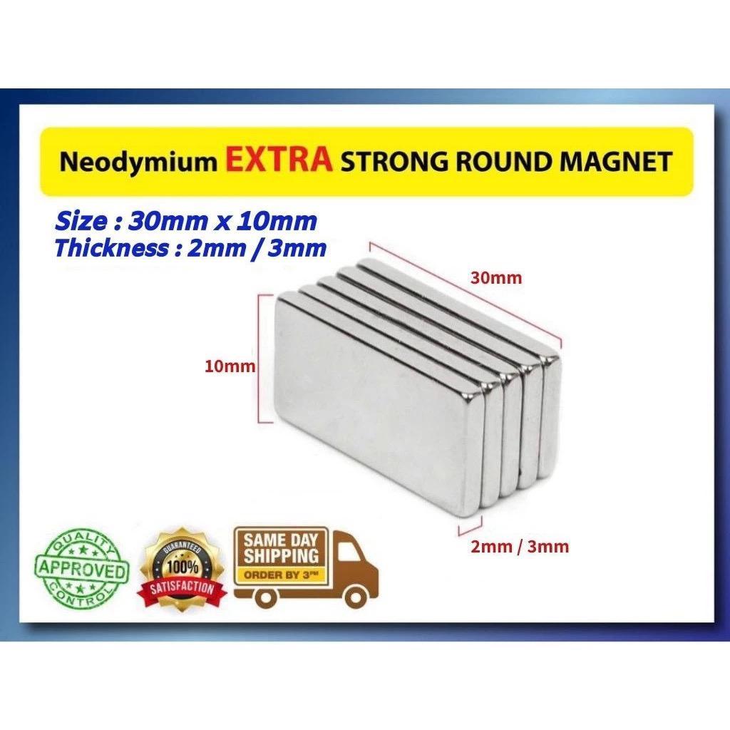 30MM x 10MM x 2MM/3MM SUPER STRONG Block Magnet / แม่เหล็กสี่เหลี่ยม
