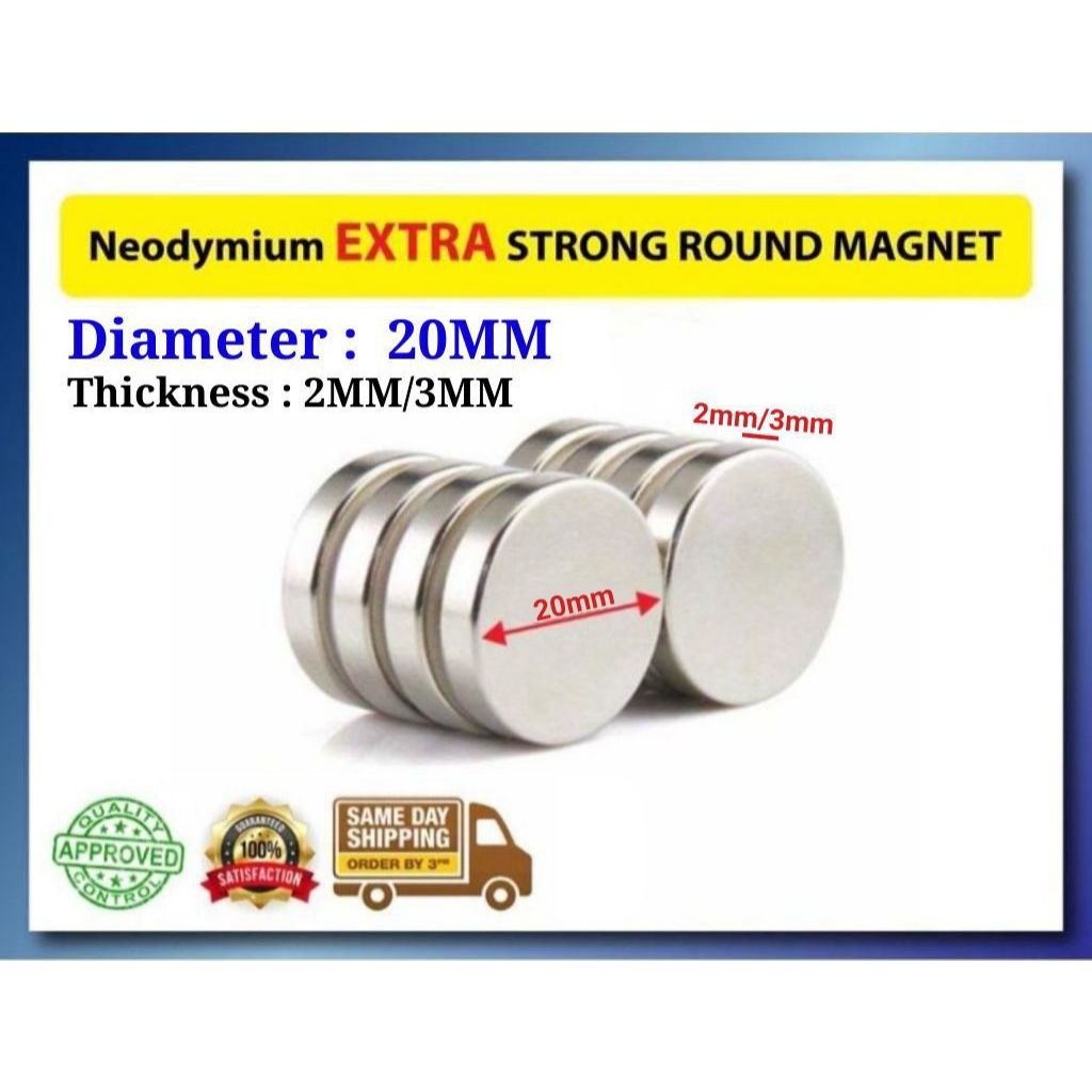20MM x 2MM/3MM SUPER STRONG Neodynium Magnet