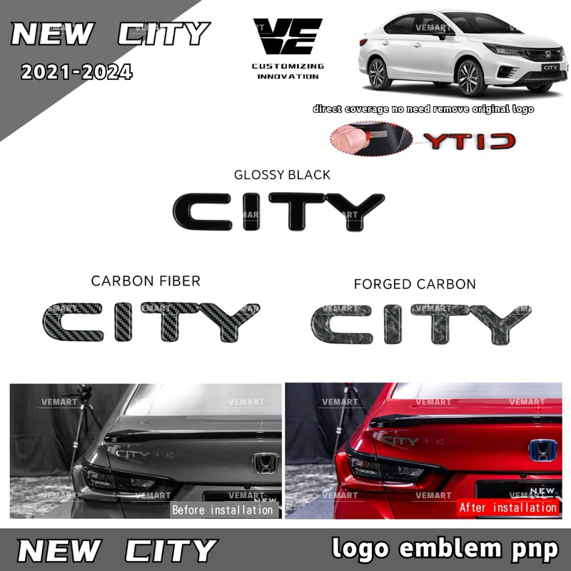 Vemart Honda city gn2 2021-2025 ซีดานรถด้านหลังโลโก้คําสัญลักษณ์ pnp อุปกรณ์เสริม