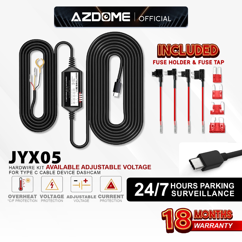 AZDOME Type C Hardwire Kit สําหรับ M27S/M560/M330 Dash Cam JYX05