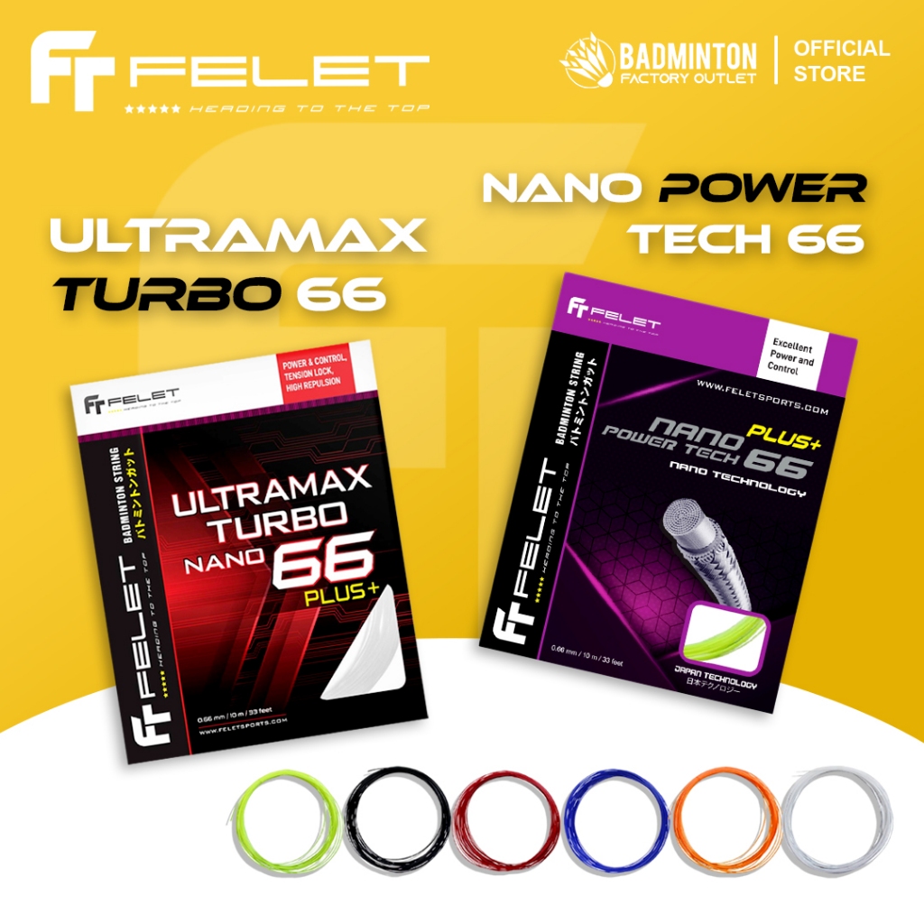 สายแบดมินตัน FELET - Ultramax Turbo Nano 66 Plus+ / Nano Power Tech-66 (มือสอง By Goh V Shem)