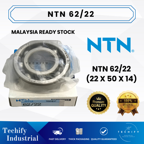 NTN 62/22 เปิด / 2RS NTN DEEP GROOVE RADIAL BALL BEARINGS 22x50x14mm ญี่ปุ่น