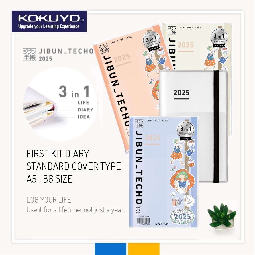 Kokuyo Jibun Techo First Kit Standard Cover 3 in 1 Diary 2025 - A5 B6