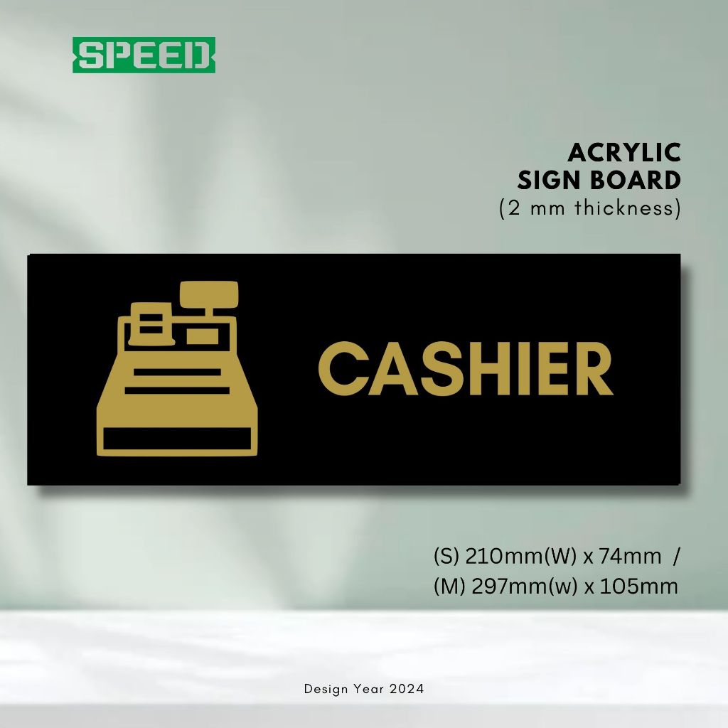 แคชเชียร์ป้ายกระดานอะคริลิค 297 มม. x 105 มม. หรือ 210 มม. x 74 มม. ACRYLICSIGN-20