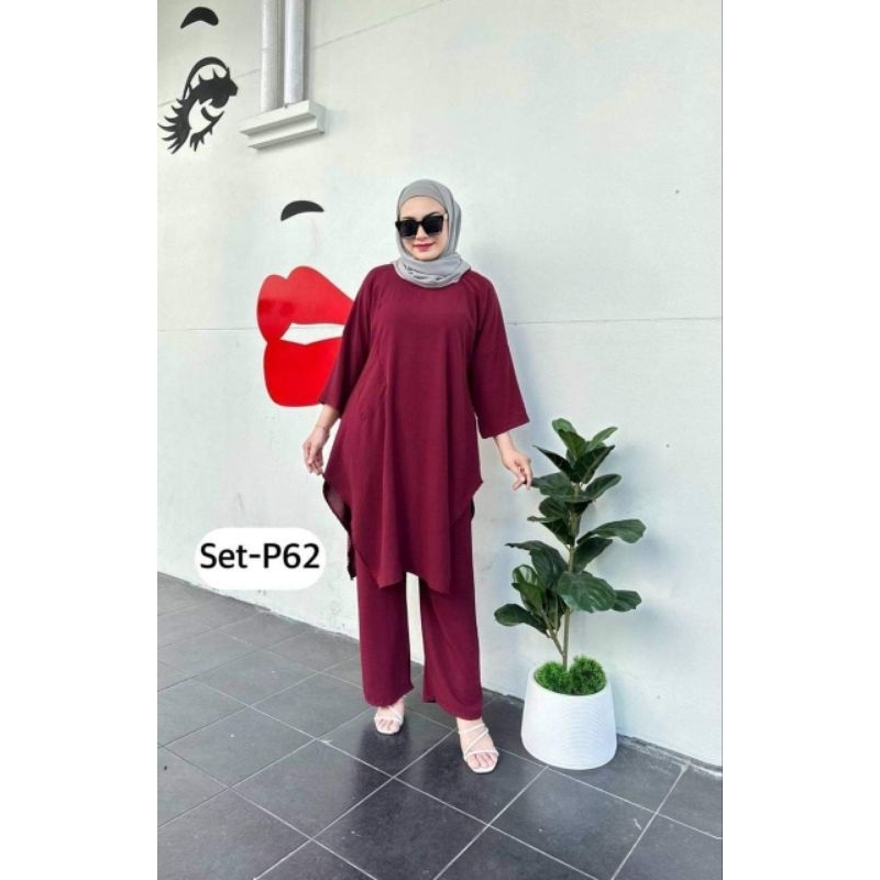 CB_Shopreadystok SET VIRAL P.62 IRONLESS KULIT KAYAU (BAJU+SELUAR 2IN1) MUSLIMAH FASHION CANTIK RAYA