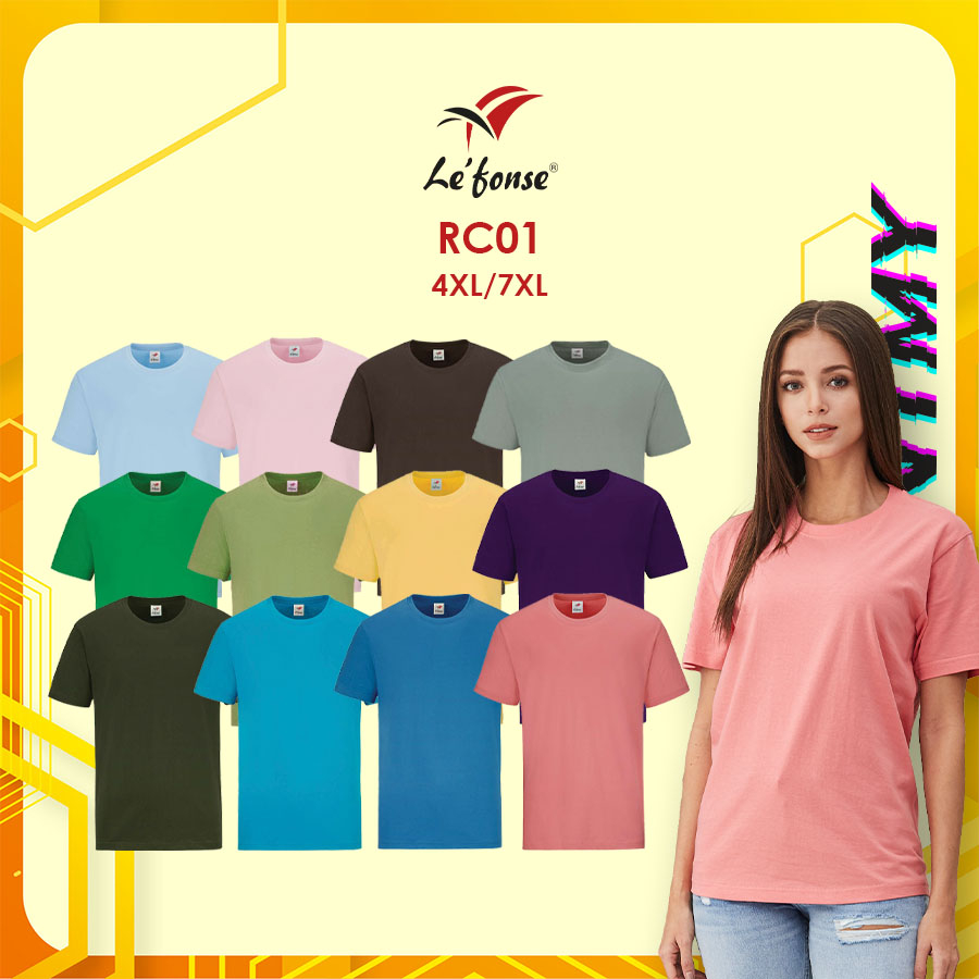 Lefonse RC01 Plus ขนาดผ้าฝ้าย 100% 160gsm รอบคอแขนสั้นเสื้อยืดธรรมดา Unisex NTMY.os 1