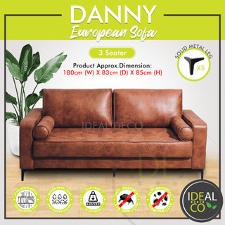 ( FREE Delivery + Free Gift ) Danny Sofa : Leather Look Fabric Solid Wood Sofas 1 Seater / 2 Seater / 3 Seater / Stool