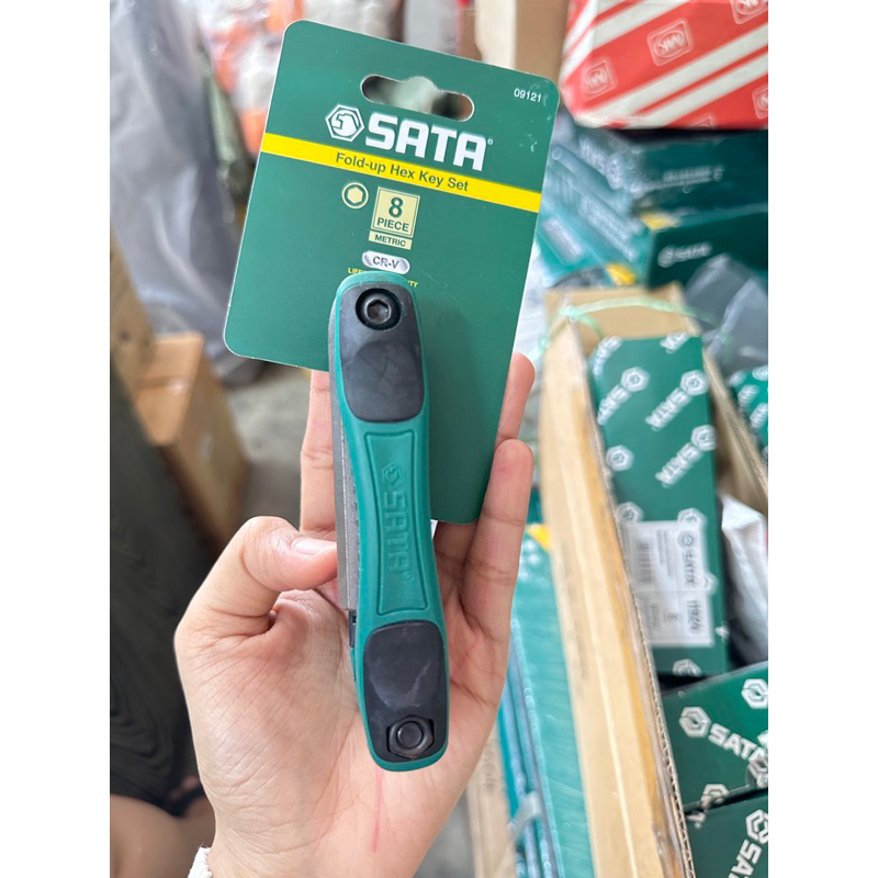 SATA 09121 8PCS FOLDING HEX KEY SET / SATA MM SIZE HEX KEY SET 55Rm.