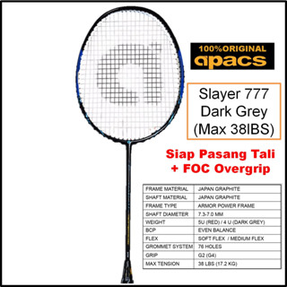 Apacs Slayer 777 [พร้อมส่ง] ไม้แบดมินตัน Apacs Rainbow-4-knot MAX 38LBS สีเทา 1 ชิ้น