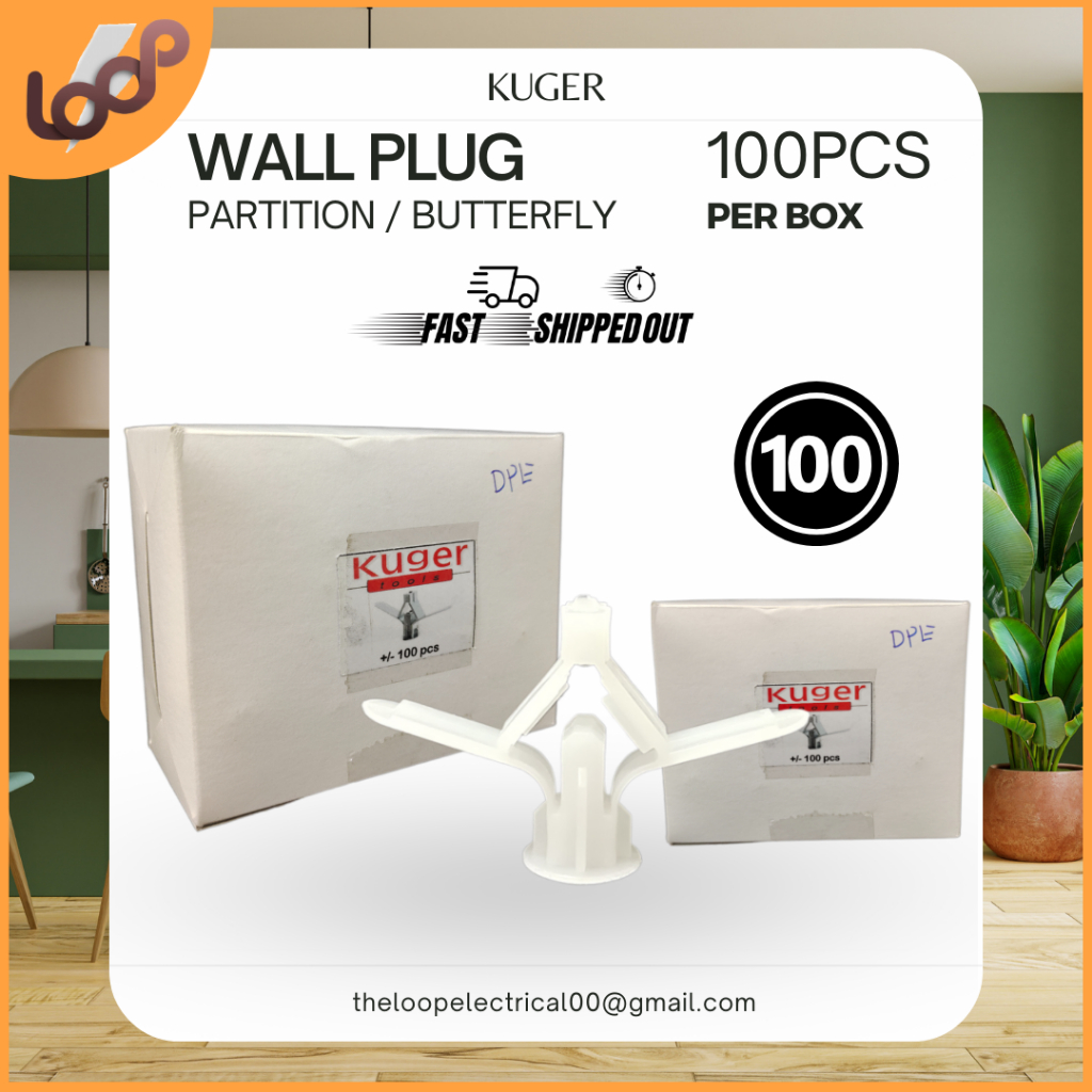 PARTITION (BUTTERFLY) WALL PLUG / PLUG DIDING PARTITION / NYLON BUTTERFLY WALL PLUG (100 ชิ้นต่อกล่อ