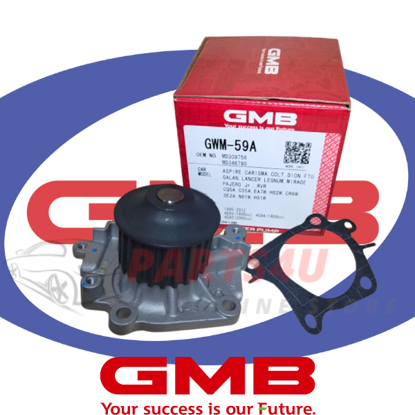 GMB ปั๊มน้ําเครื่องยนต์ GWM-59A สําหรับ Mitsubishi MIVEC 4G92 4G93 4G94
