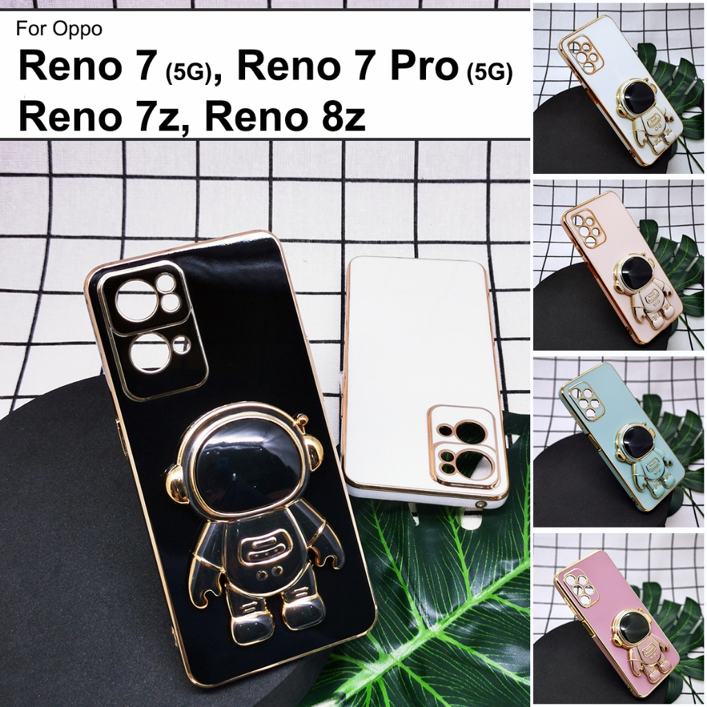 Oppo Reno7 5G Reno 7 Pro Reno 7Z Reno 8Z น่ารัก Spaceman ขาตั้งโทรศัพท์ Housing Gold Accent I แหวนผู